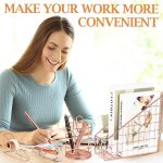 Rose Gold Desk Accessories Office Supplies Set, File Holder, Magazine File Organizer, Pen Holder, Stapler, Staple Remover, Staples, Tape Dispenser, Ballpoint Pen, Scissor, Binder Clips for Office - Image 7